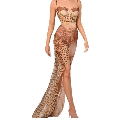 Tube Summer Chiffon Spaghetti Straps Sleeveless Sexy Print Dresses