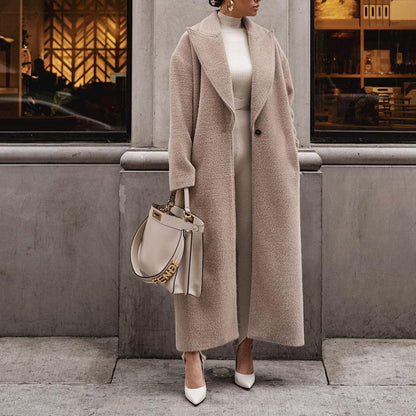 Women's Comfortable Warm Long-sleeved Lapel Plush Coats