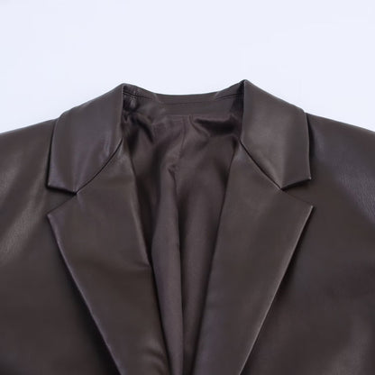 Women's Durable Fashion Casual Leather Effect Coats
