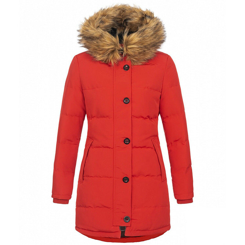 Long Sleeve Thermal Zipper Winter Mid-length Coats