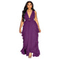 Sexy Cold-shoulder Elegant Ruffled High Waist Dresses