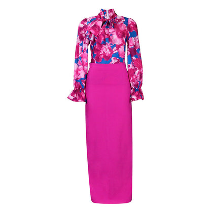 Women's Fashion Printed Lace Up Long Sleeve Suits