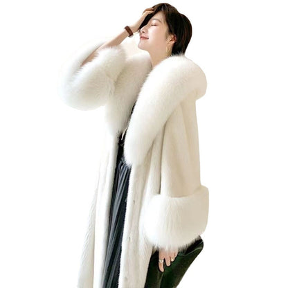 Women's Fur Western Style Marten Overcoats Long Coats