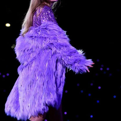 Imitation Fur Female Purple Warm Plush Coats