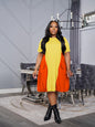 Women's Summer Dress Fashion Design Stitching Loose Plus Size