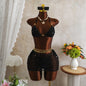 Retro Mesh Sequ Bikini Three Piece Swimsuit Swimwear Bikini