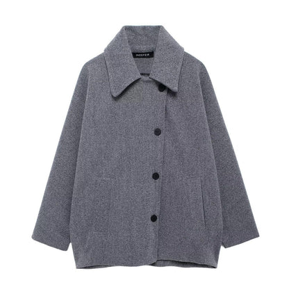 Women's Creative Wool Blend Loose Overcoat Coats