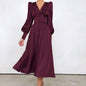 Women's Sleeve Elegant Slim Satin Court Waist Dresses