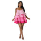 Women's Fashion Wear Strap Bubble Dress Satin Dresses