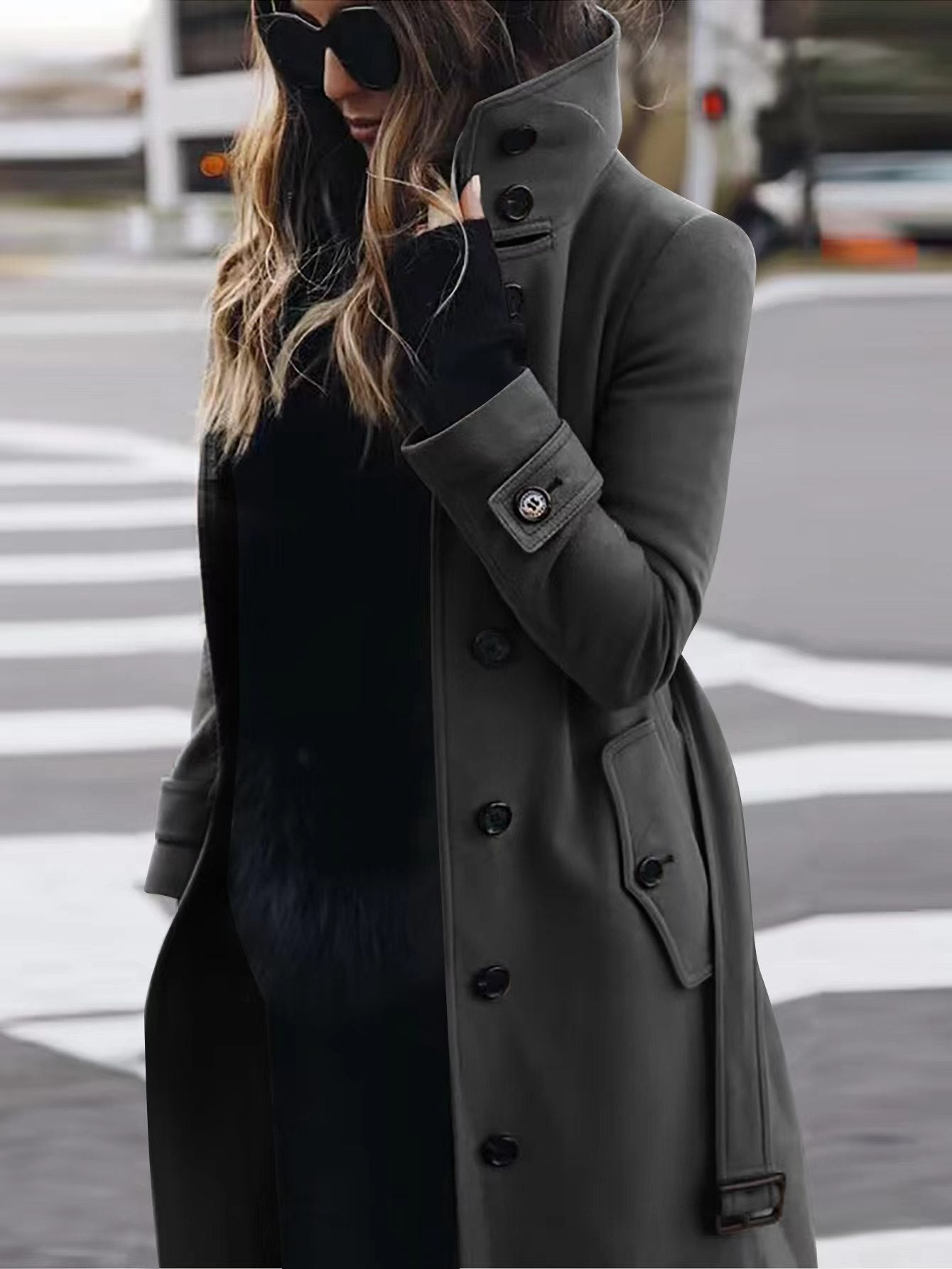 Women's Slim Fit Woolen Overcoat Clothes Coats