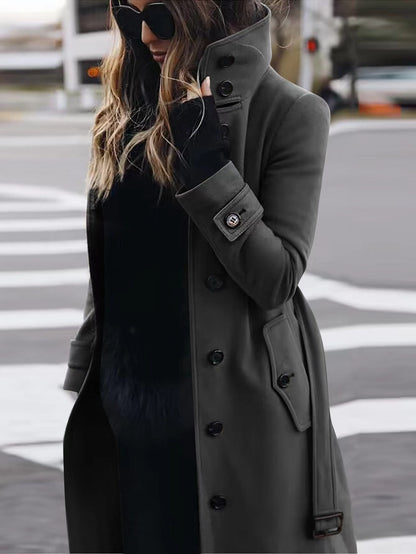 Women's Slim Fit Woolen Overcoat Clothes Coats