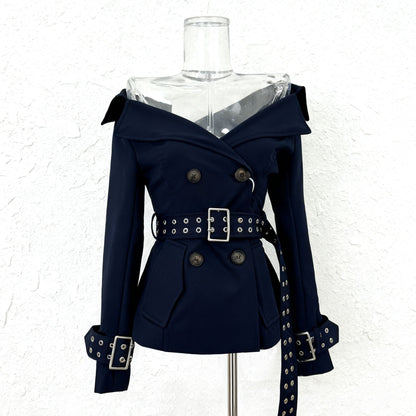 Women's Trench Autumn Retro Large Lapel Double Breasted Fitted Coats