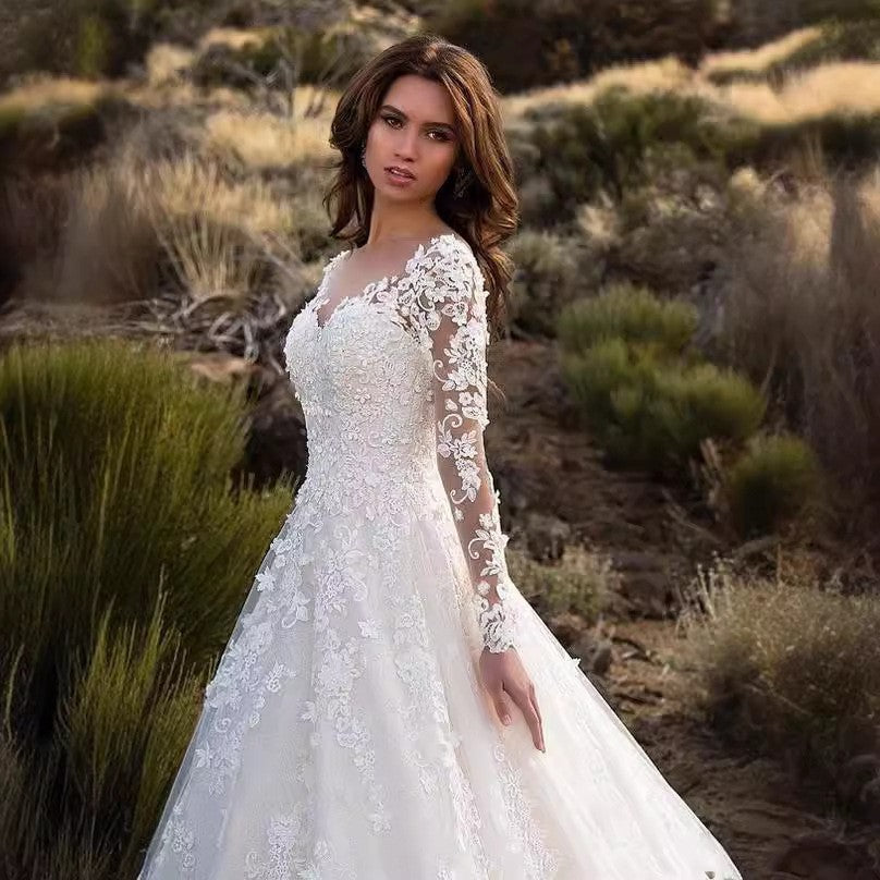 Women's Spring Long Sleeve Bridal Dress Formal Clothing
