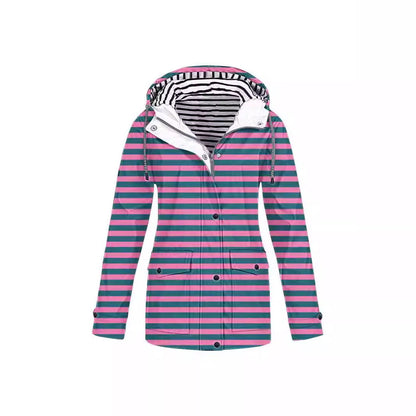 Women's Camouflage Printed Hooded Pocket Splash Outdoor Coats