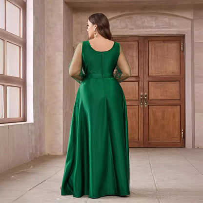 Large Dress Standard Long Satin Sleeve Dresses