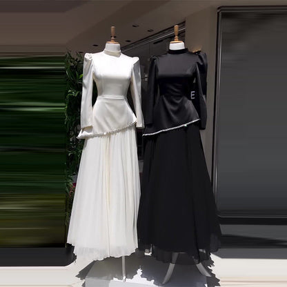 Women's Autumn Elegant Long-sleeved Diamond Dress Two-piece Suits