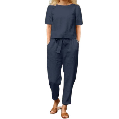 Women's Cotton Linen Summer Half Sleeve Oversized Pants