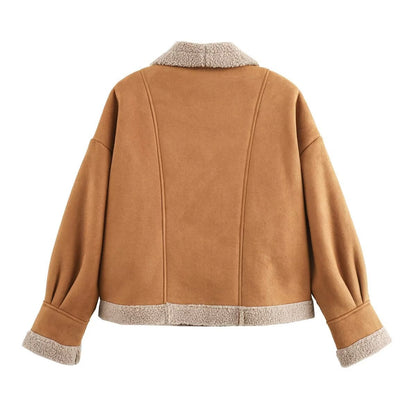 Women's American Retro Woolen Lapel Loose Fur Coats