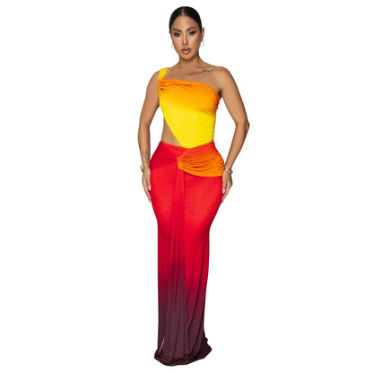 Women's Sexy Waist Gradient Dress Summer Dresses