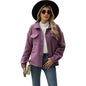 Women's Lapel Plaid Long Sleeve Loose Woolen Coats