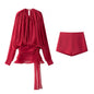 Women's Elegant Pleated Mesh Puff Sleeve Dresses