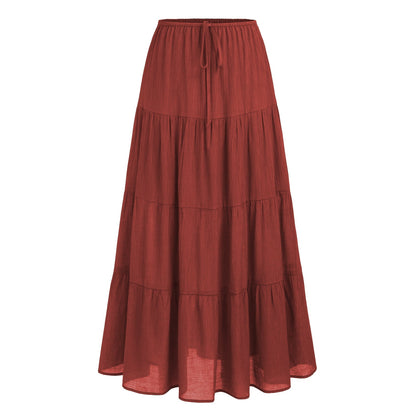 Women's Waist Elastic Large Swing Loose Patchwork Skirts