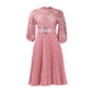 Women's Lace Crochet Sexy Cutout Pleated Stitching Dresses
