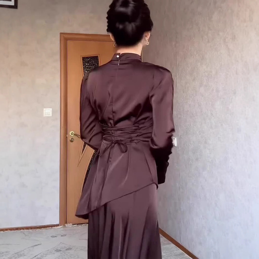 Women's Color Waist Tight Slimming Exotic Long Dresses