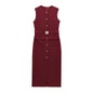 Women's Belt Sleeveless Round Neck Midi Dress Dresses