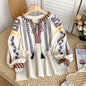 Women's Retro Embroidered Shirt Bohemian Vacation Style Tops