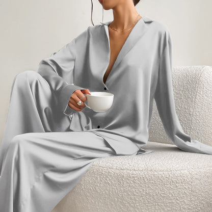 Women's Silk Comfort Breathable Two-piece Set French Suits
