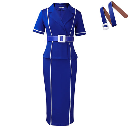 Women's Fashion Sleeve Collar High Waist Ruffles Suits