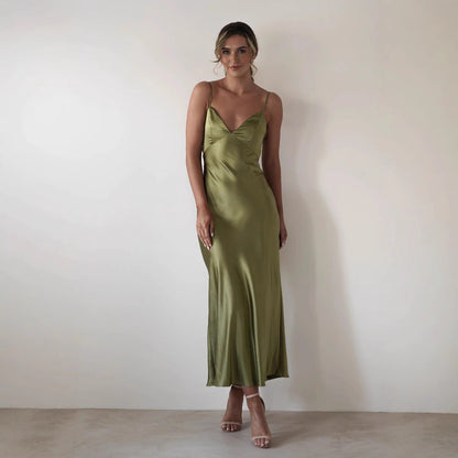 New Dress Strap Satin Fashion Backless Dresses