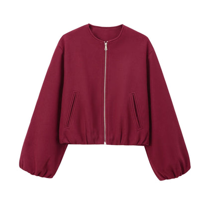 Women's Spring Soft Pilot Round Neck Zipper Jackets