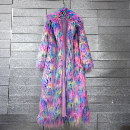 Women's Imitated Tibet Sheep Fur Jacquard Color Coats