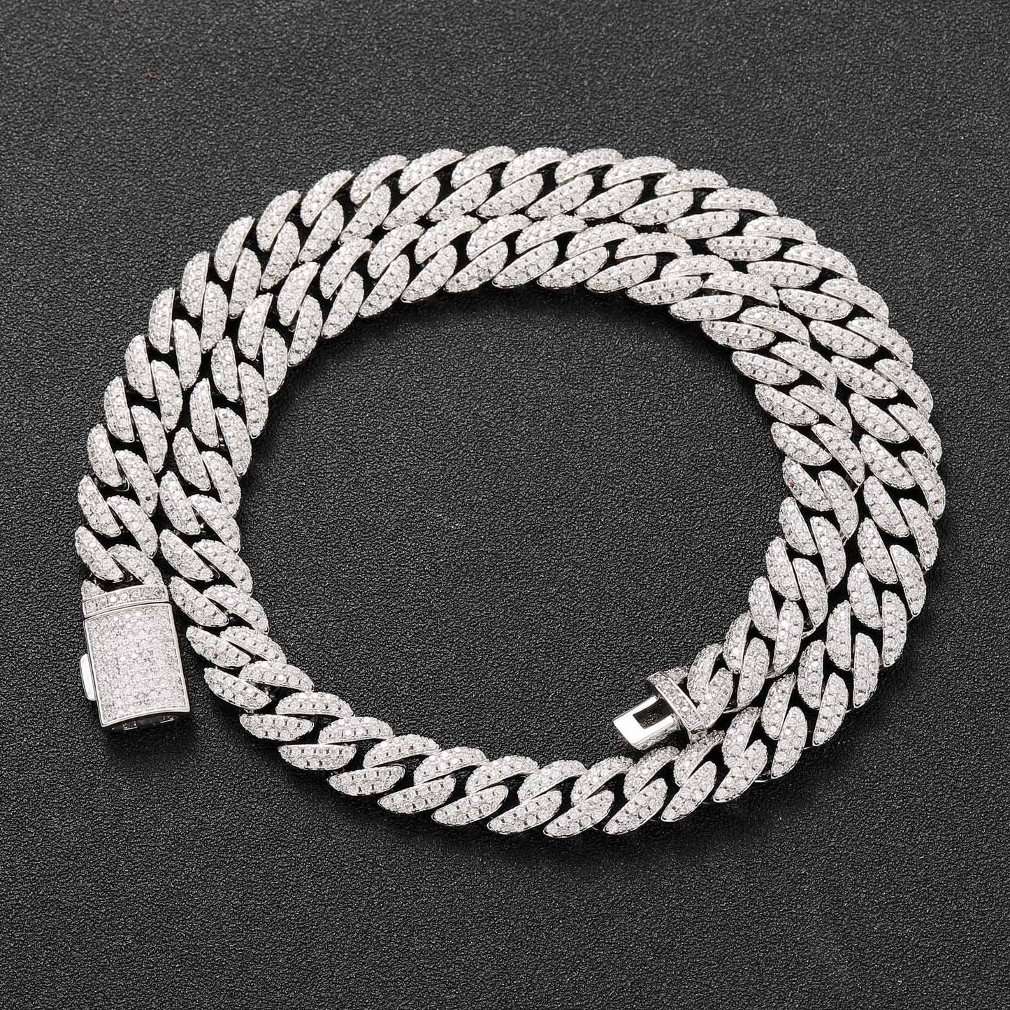 Men's Double Row Zircon Cuban Link Chain Necklaces