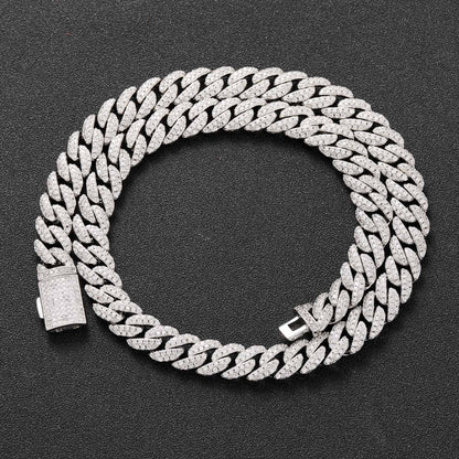 Men's Double Row Zircon Cuban Link Chain Necklaces