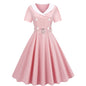 Retro Printed Patchwork Large Swing Hepburn Dresses