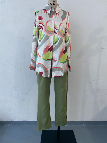 Women's Summer Printed Slim Two-piece Set Fashion Suits
