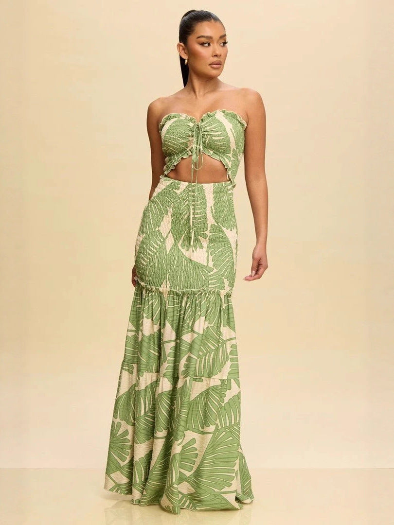 Women's Fashion Wear Printed Tube Cinched Dress Dresses