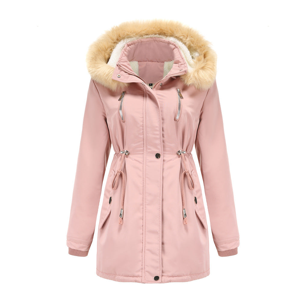 Women's Loose Cotton Clothes Removable Hat Fleece Coats