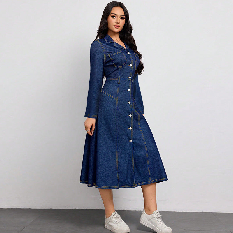 Women's Denim Thin High Class Elegant Long Dresses