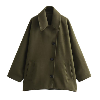 Slouchy Classic Single-breasted Lapel Loose Wool Jackets