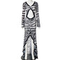Women's Slit Long Sleeves Cropped Slim Mop Dresses