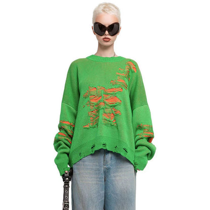 Women's Large Loose Autumn Long-sleeved Pullover Woolen Sweaters