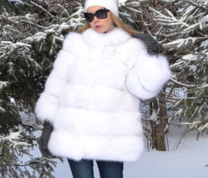 Women's Graceful Fur Imitation Fox Stitching Coats