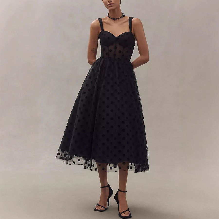 Women's Sexy Mesh Zipper Dress Casual Loose Dresses