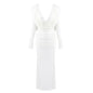 French Retro Dress Deep V Slimming Long Sleeve Commuter Dresses