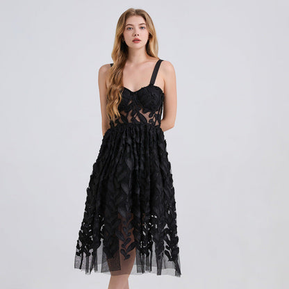 Women's Romantic Three-dimensional Flower Bandeau Sling Dress Dresses