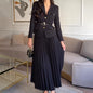 Spring Solid Color Elegant Lapel Pleated Skirts